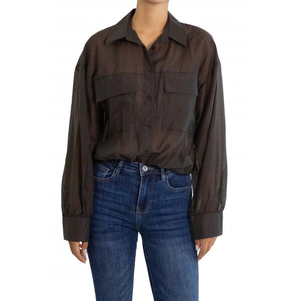 Camicia tinta unita con tasche Flavia 